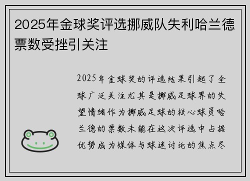 2025年金球奖评选挪威队失利哈兰德票数受挫引关注
